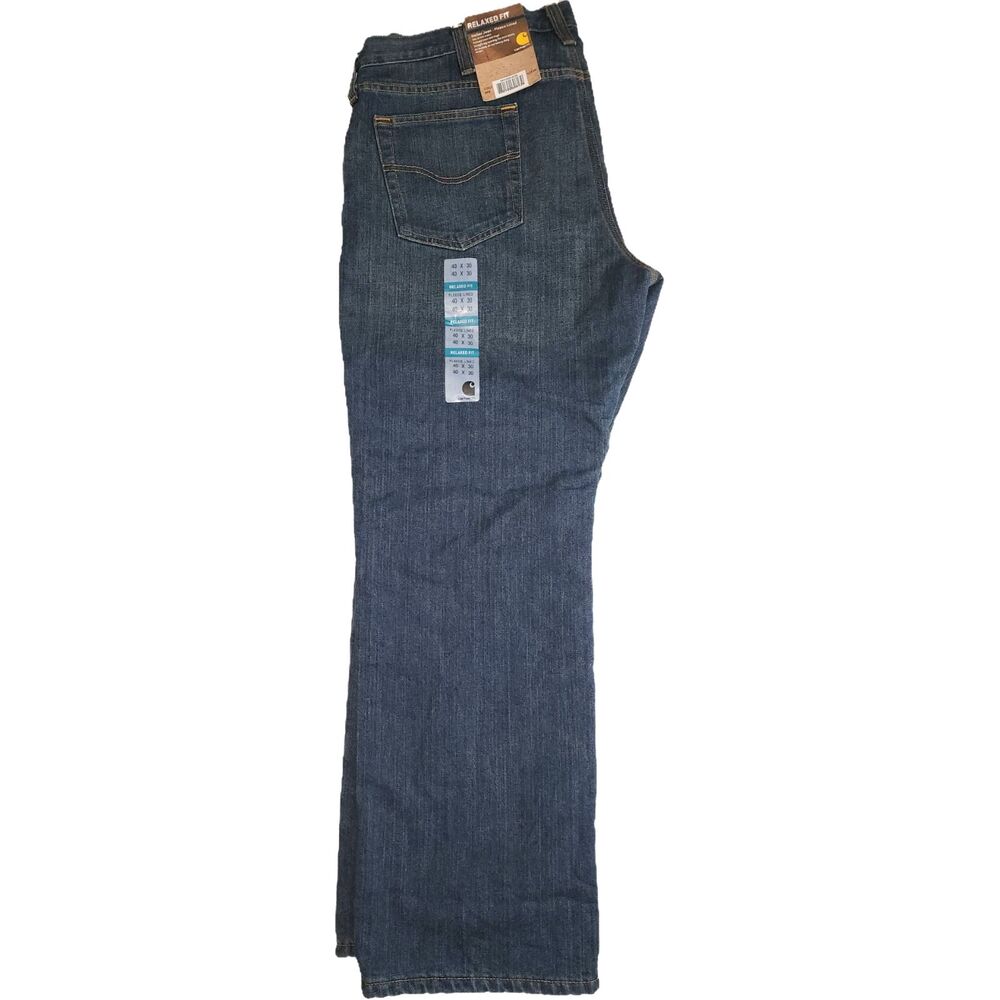 NWT Carhartt Men's Fleece Lined Relaxed Fit Blue Denim Jeans Size 40 x 30.